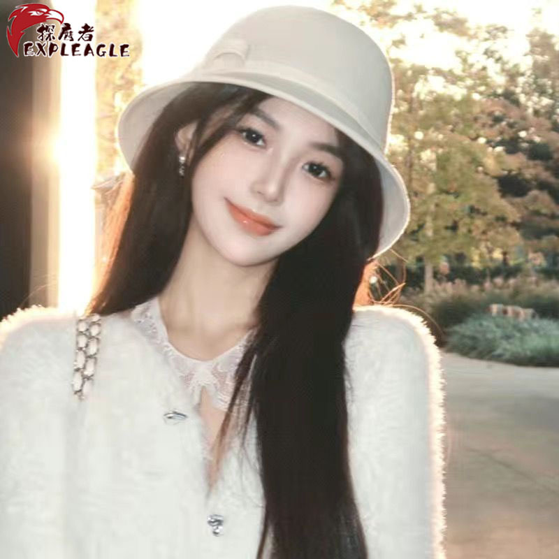 小香风渔夫帽子女秋冬毛呢法式赫本风保暖优雅气质礼帽时尚盆帽女