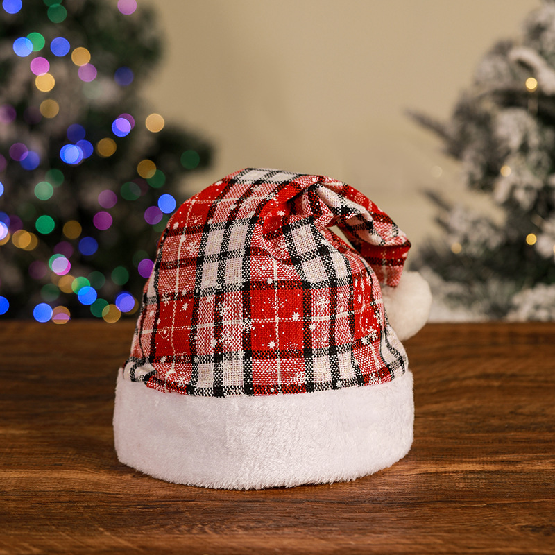 SDM-76红黑格子雪花帽