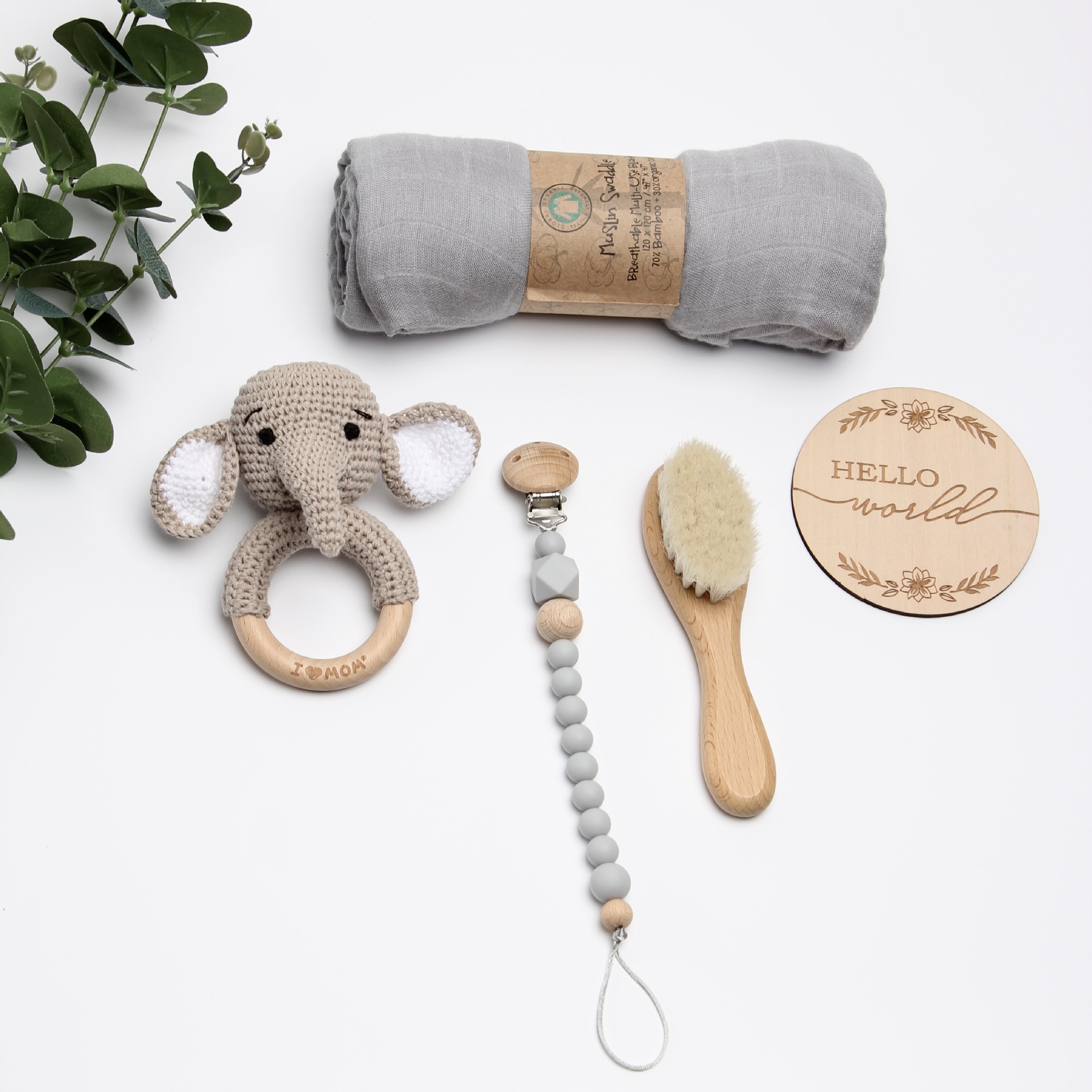 Regalos de Navidad para bebés Ins viento grabado juguetes de madera de campana luna llena molar baño tetina cadena caja de regalo