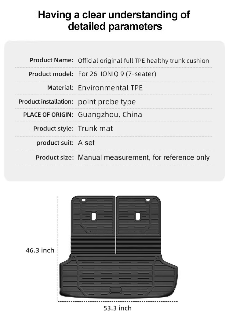 Suitable for 26 Models of Aion Ioniq9 Cars, Tpe Waterproof Integrated Trunk Mat and Seat Back Cushion