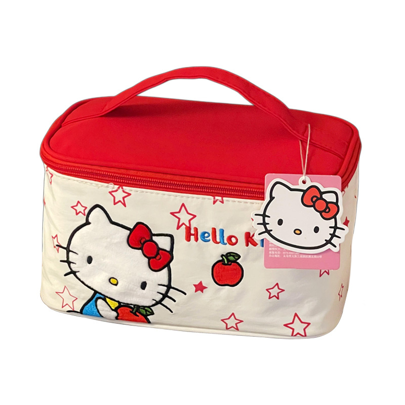 Cute Kitty Shell bolsa de maquillaje portátil para mujeres, bolsa de almacenamiento de viaje de lápiz labial de gran capacidad, bolsa de lavado multicapa