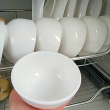 小白碗纯白色加厚米饭碗商用餐厅碗饭店罗汉碗小碗中式家用陶瓷碗
