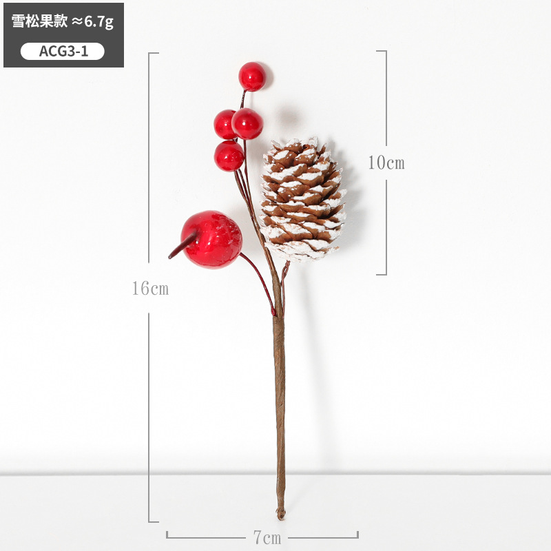Venta al por mayor Navidad fruta roja ramas tres Navidad baya espuma fruta esquejes de árboles de Navidad simulación fruta grano flor arreglo Accesorios