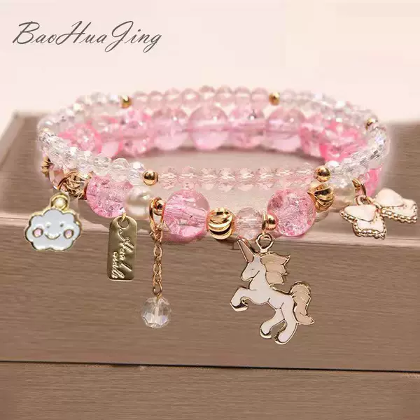 Children's Bracelets, Girls' Hand Accessories, Cartoon Bracelets, Beaded Crystals, Cute Student Bracelets, Best Friends, Girls' Stacking Bracelets