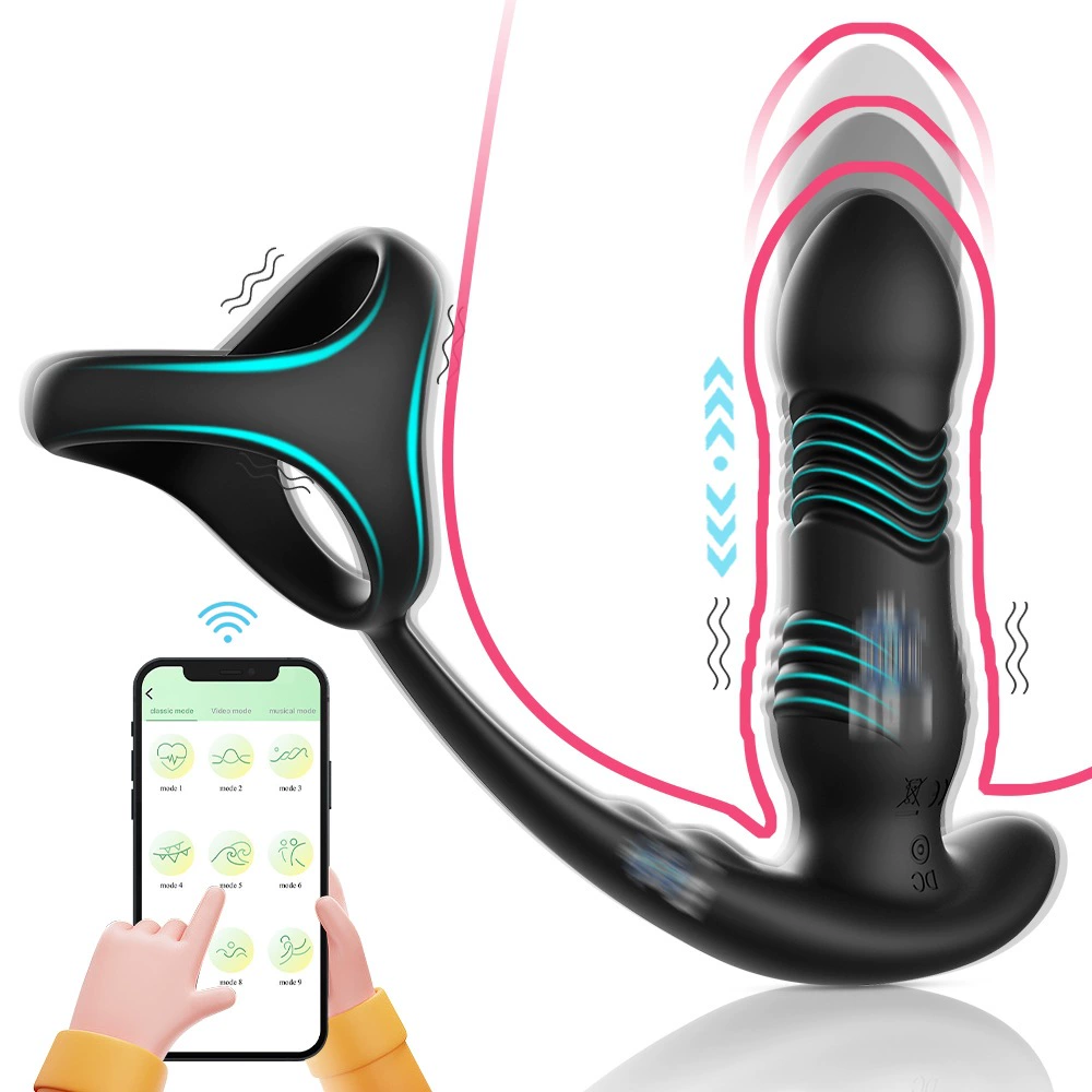 Promotion: Thinyue Three-ring Wireless Remote Control APP Telescopic Double Vibration Anal Plug Adult Products Wholesale