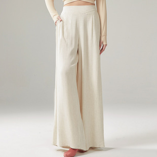 Modern dance pants cloud cotton linen pants autumn and winter versatile new linen natural color loose practice training wide-leg pants