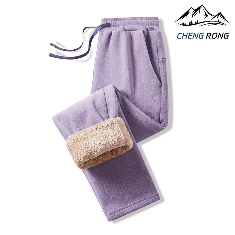 骆陀2024冬季抓绒裤女款羊羔绒棉裤加绒加厚男防寒保暖运动休闲裤