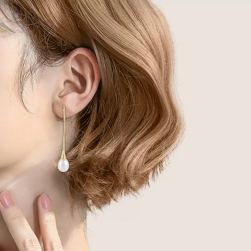 法式复古珍珠耳坠女时尚百搭个性设计耳钉饰品青岛批发流苏新潮