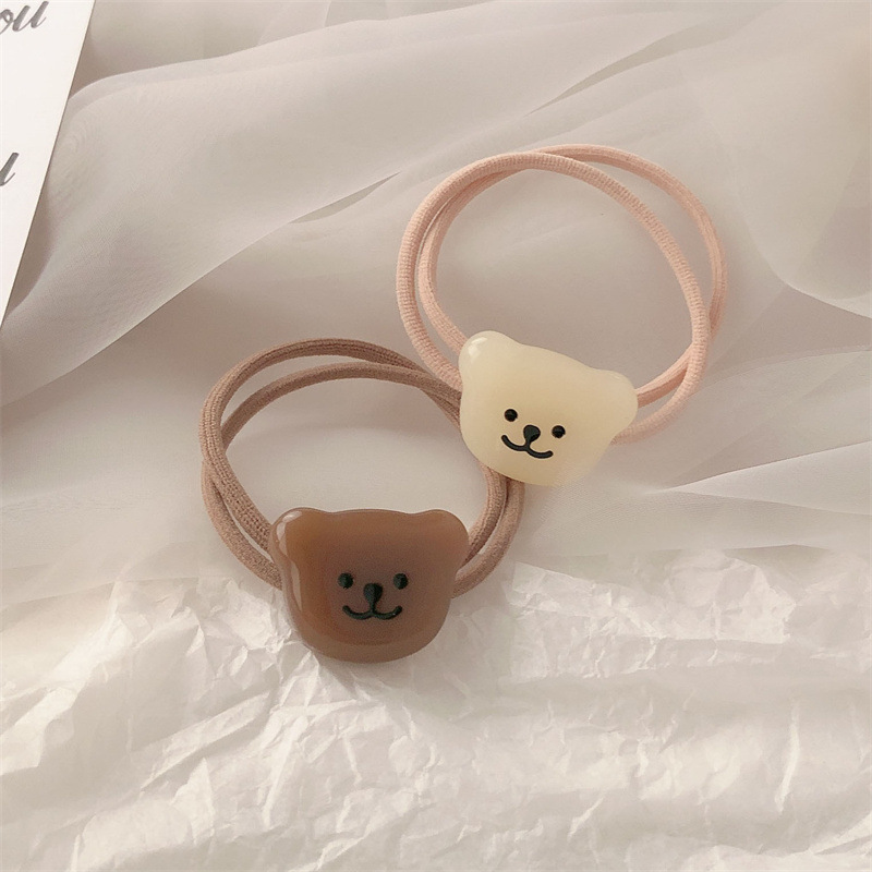 Coreana chica transparente oso cabello anillo de cabello cuerda de cabello temperamento rojo cuerda de cabello adorable banda de goma sonriente