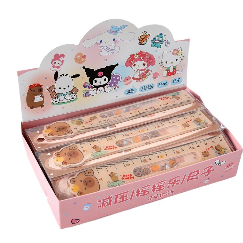 Capibara rock reglas de acrílico para estudiantes de 15cm reglas rectas para estudiantes papelería embalaje independiente