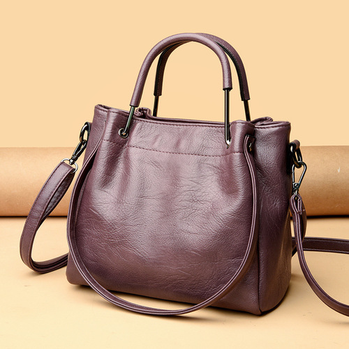 Cross-border bags for women  new Korean style fashionable soft leather retro large capacity bucket bag women's crossbody handbag