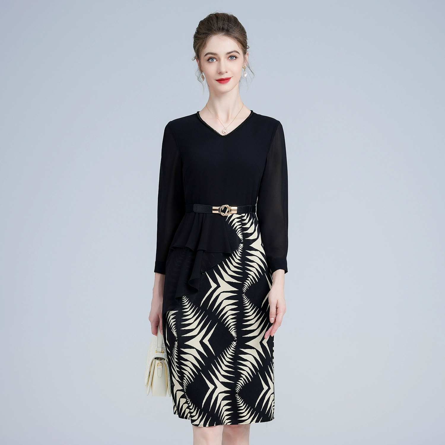 Шэньчжэнь высокого класса фирменное платье банкет мода среднего возраста молодая свекровь платье большого размера с длинными рукавами оптом