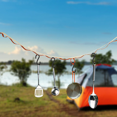 跨境新款多功能22環掛物繩戶外野營晾衣繩帳篷多功能6米6可調繃帶