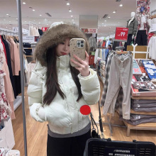 2025新款冬季连帽毛领棉服外套女短款小个子大毛领保暖羽绒棉服女