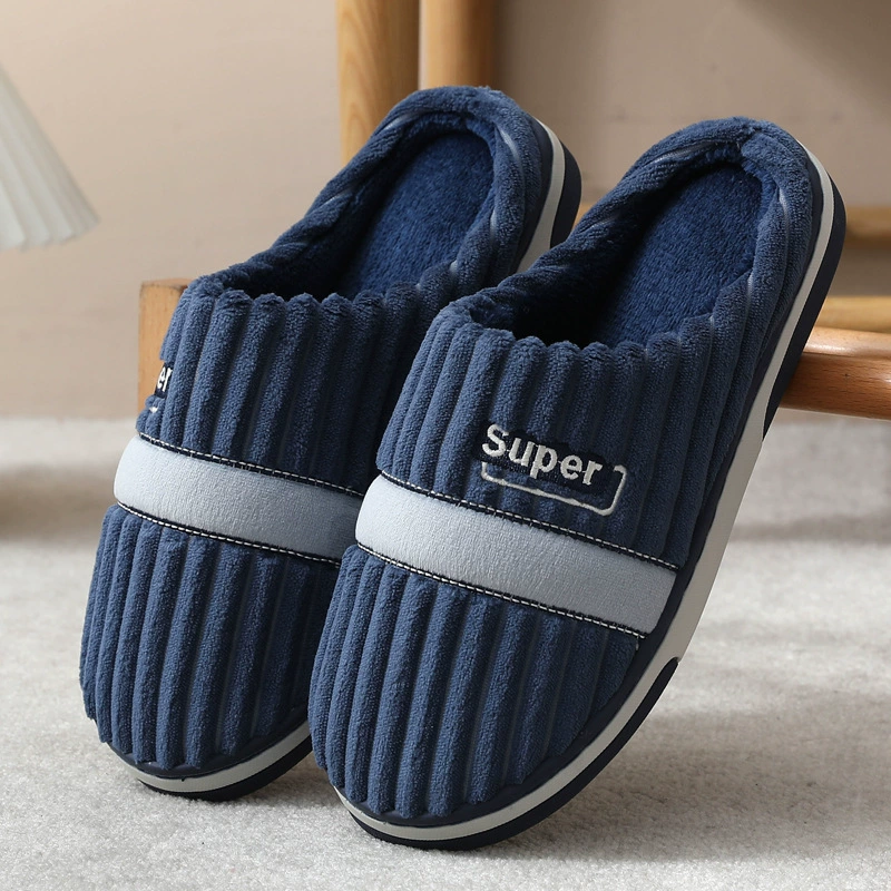Мужские зимние тапочки большого размера из хлопка, домашние, нескользящие, влагопоглощающие, теплые, утолщенные, очень толстые, износостойкие, с теплым флисом.