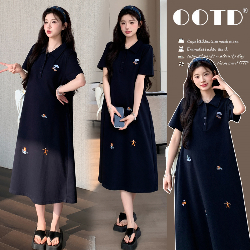 Maternity Summer Embroidered Dress 2026 New Cotton Long and Short Loose Plus-Size Dress