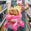 Golden retriever dog toy stroller + battery