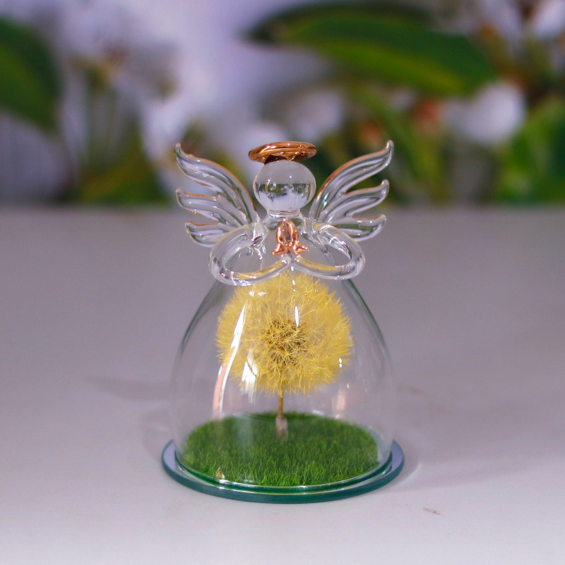 Comercio electrónico transfronterizo cubierta de vidrio flor eterna angelito rosa eterna Navidad regalo del día de San Valentín cubierta de vidrio decoración