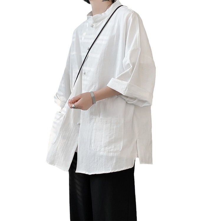 纯麻短袖衬衫男麻料白色衬衣棉麻布男装上衣服男款休闲夏装半袖