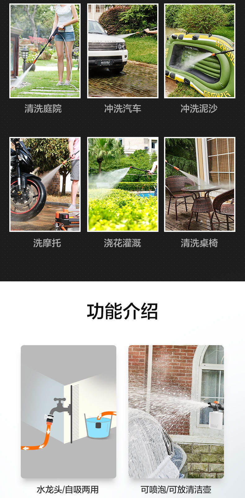 Yili 4450 Car Washer 220V High Voltage Household Artifact Portable High Power Car Wash Powerful Washing Water Gun Pump Grab