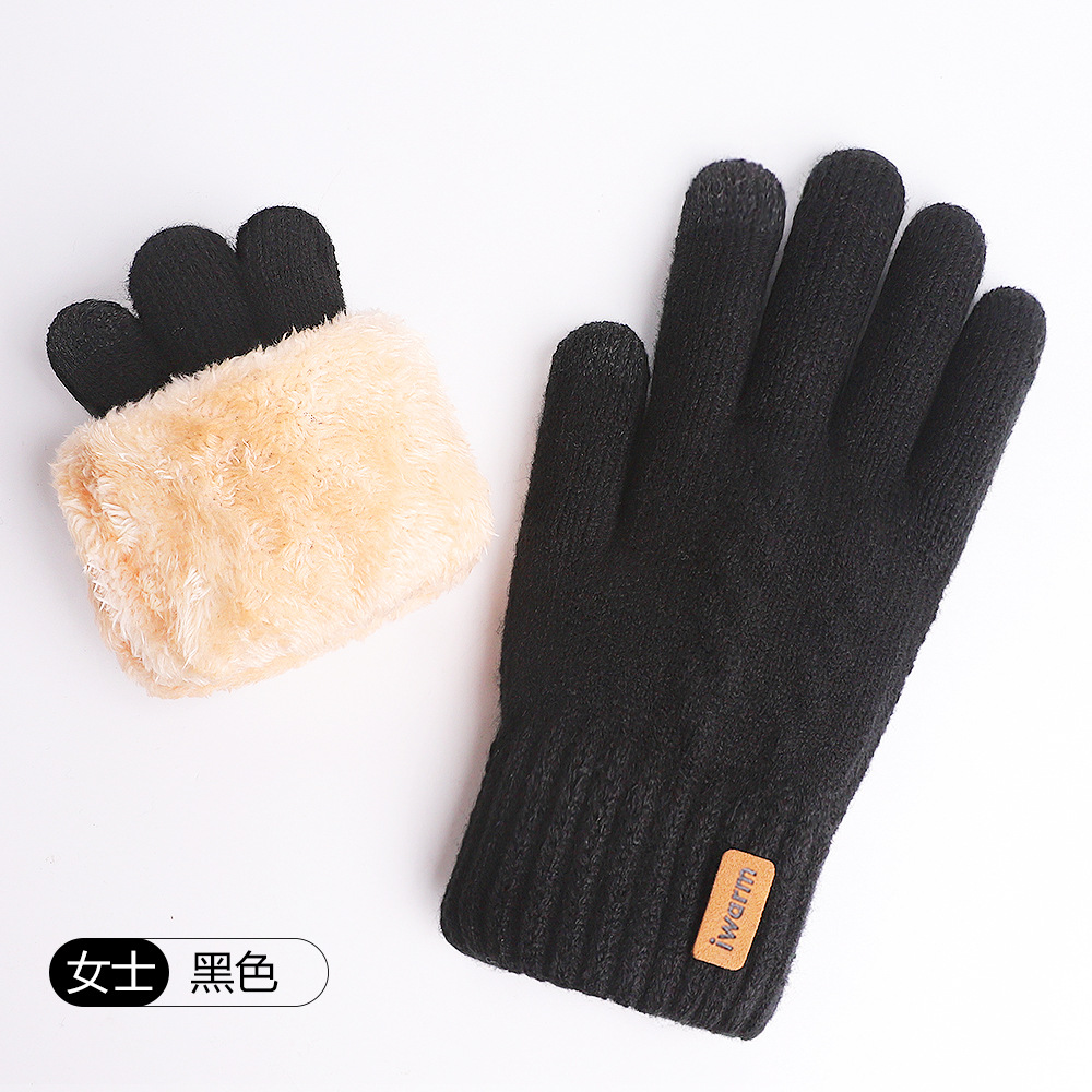 Iwarm cálidos guantes de pantalla táctil térmica de doble capa para hombres y mujeres de invierno con forro polar engrosado a prueba de frío al aire libre guantes de punto