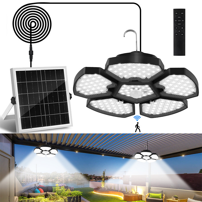Outdoor Solar Light Pendant Lamp Gazebo Waterproof Split-Type Garden Light Camping Human Body Sensor Home Remote Control Hanging Light