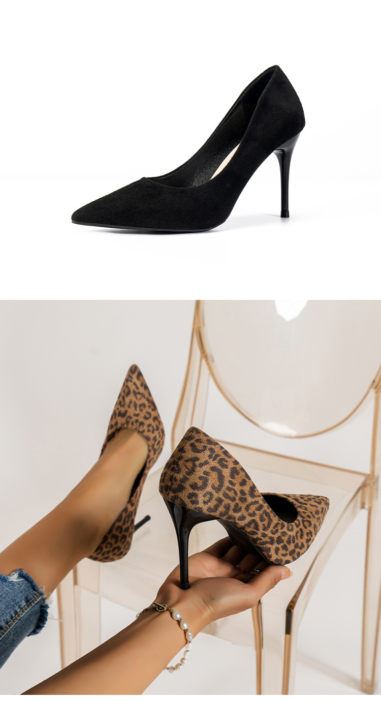 Women's Commute Leopard Point Toe Pumps display picture 7