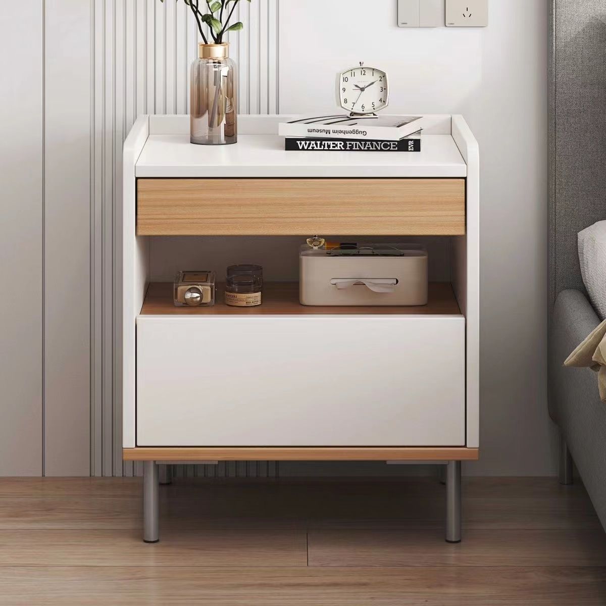 Bedside Table Small Storage Cabinet Integrated Home Bedroom Bedside Table Storage Rack Storage Cabinet Rental Room Bedside Table