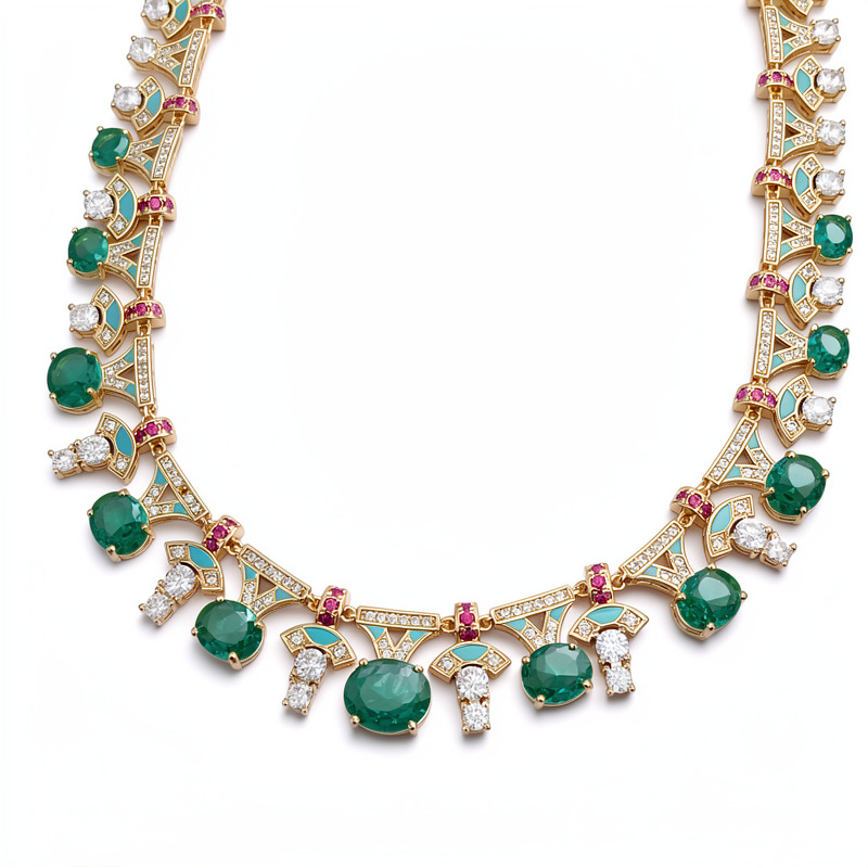 Collar de hebilla ovalada de piedra verde con goteo de aceite ligero de lujo nicho de cadena de clavícula de temperamento delicado conjunto de joyas