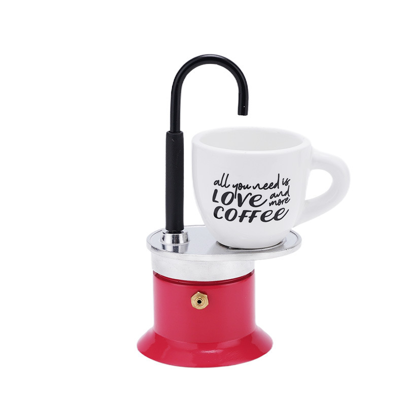 Spot Cross-Border Food-Grade Aluminum Art Crooked Tube Mini 1-Cup Moka Pot Household Coffee Pot Outdoor Espresso