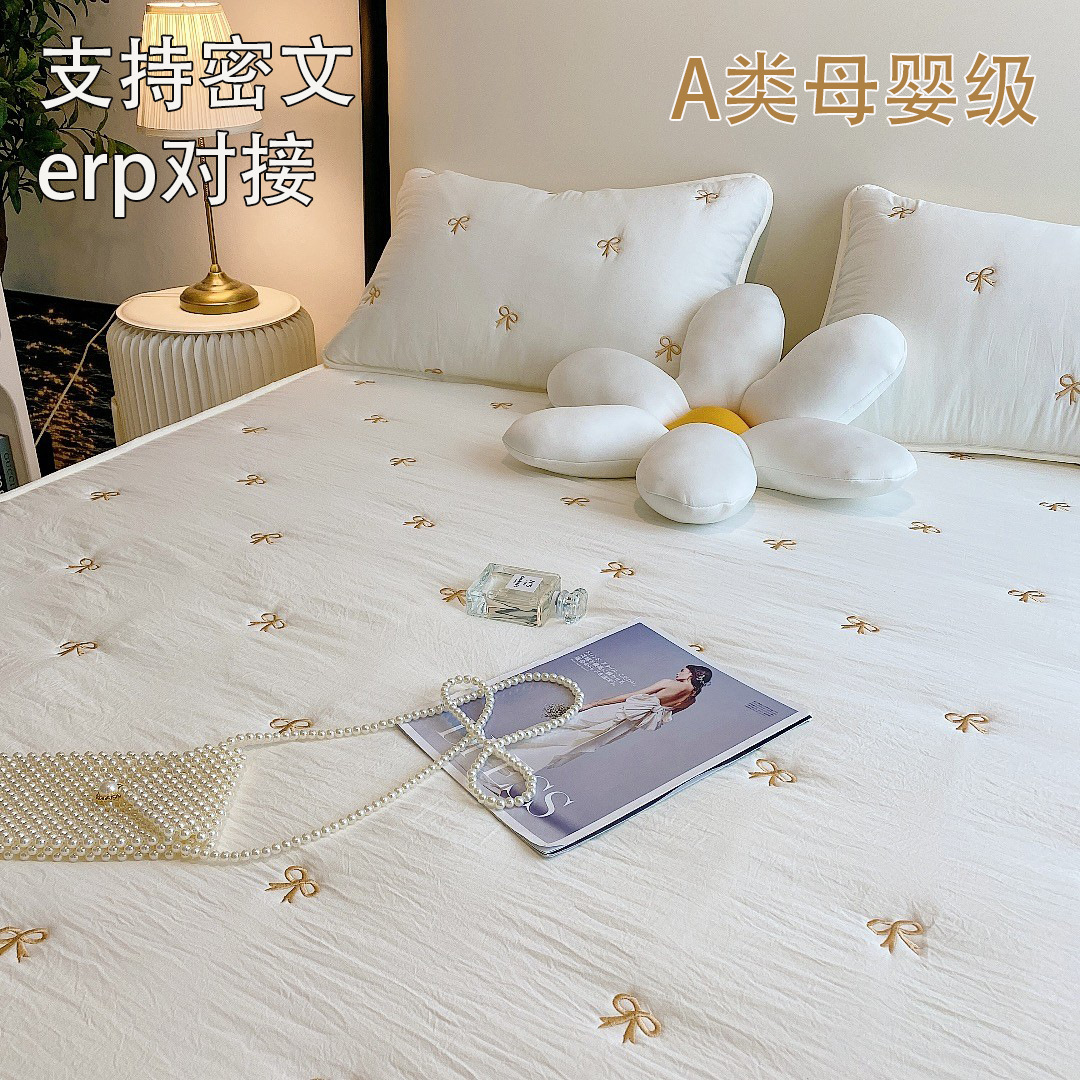 Class A maternal and child-grade quilted fitted sheet single Simmons mattress protective cover non-slip fixed bow 1.5m bedspread