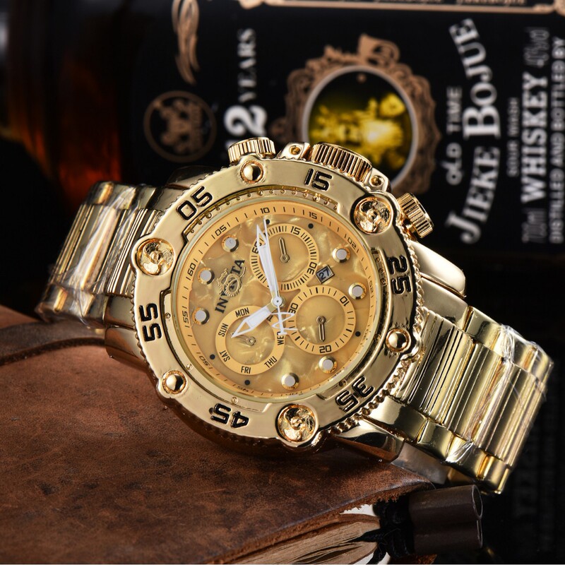 Invicta High Quality Quartz Fake Function Large Dial Fake Six Needle Men's Tape Watch Cross-Border Best Seller Invicta High Quality Quartz Fake Function Large Dial Fake Six Needle Men's Tape Watch Cross-Border Best Seller