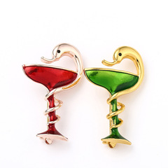 Cross-border new product Agile Small Snake Wine Glass Pin, Metal Droplet Emblem Backpack Accessory, Factory Direct Sale Wholesale