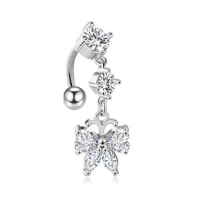 New butterfly zircon navel ring stainless steel piercing jewelry