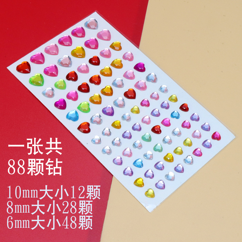 Cruz-frontera acrílico diamante amor estrella pegatinas niños DIY partido álbum teléfono móvil agua taza cristal diamante pegatinas