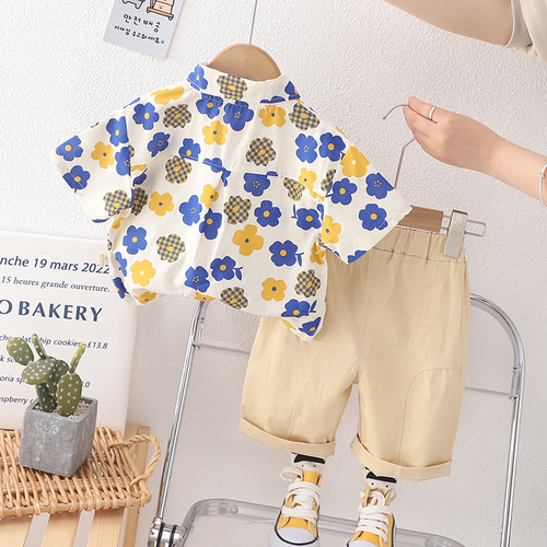Baby cotton clothes short-sleeved T-shirt summer split boy suit baby clothing children's summer two-piece set