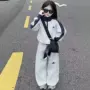 美式立领拼色女童卫衣