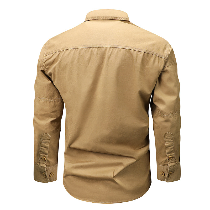 Camisas de manga larga para hombres 2024 primavera y otoño bolsillo nuevo estilo sin quemar herramientas japonesas chaqueta con solapa ropa casual para hombres