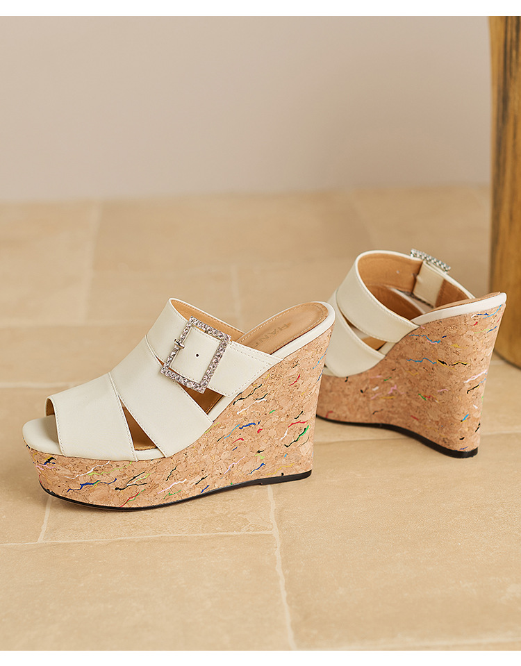 Dép sandal nữ quai ngang đế xuồng cao gót 9 cm, mũi hở, chất liệu satin mềm mại — Xanh lúa mạch, màu trắng ngà chi tiết 19