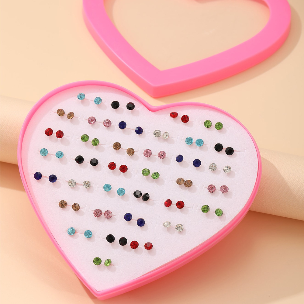 2021 New Creative Cute Multi-color Color Rhinestone Earrings 36-piece Set display picture 4