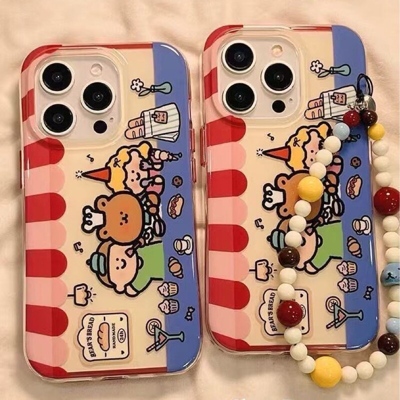 Bear Bakery Suitable for Apple 14Promax Mobile Phone Case Iphone15 Creative 13 All-Inclusive 12 Soft Shell 11
