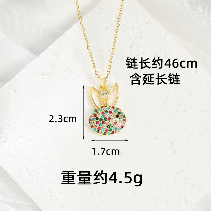 Estilo europeo y americano, collar de oro de arena vietnamita, estilo de lujo ligero, aretes de conejito con incrustaciones de diamantes, temperamento femenino durante mucho tiempo, joyería transfronteriza