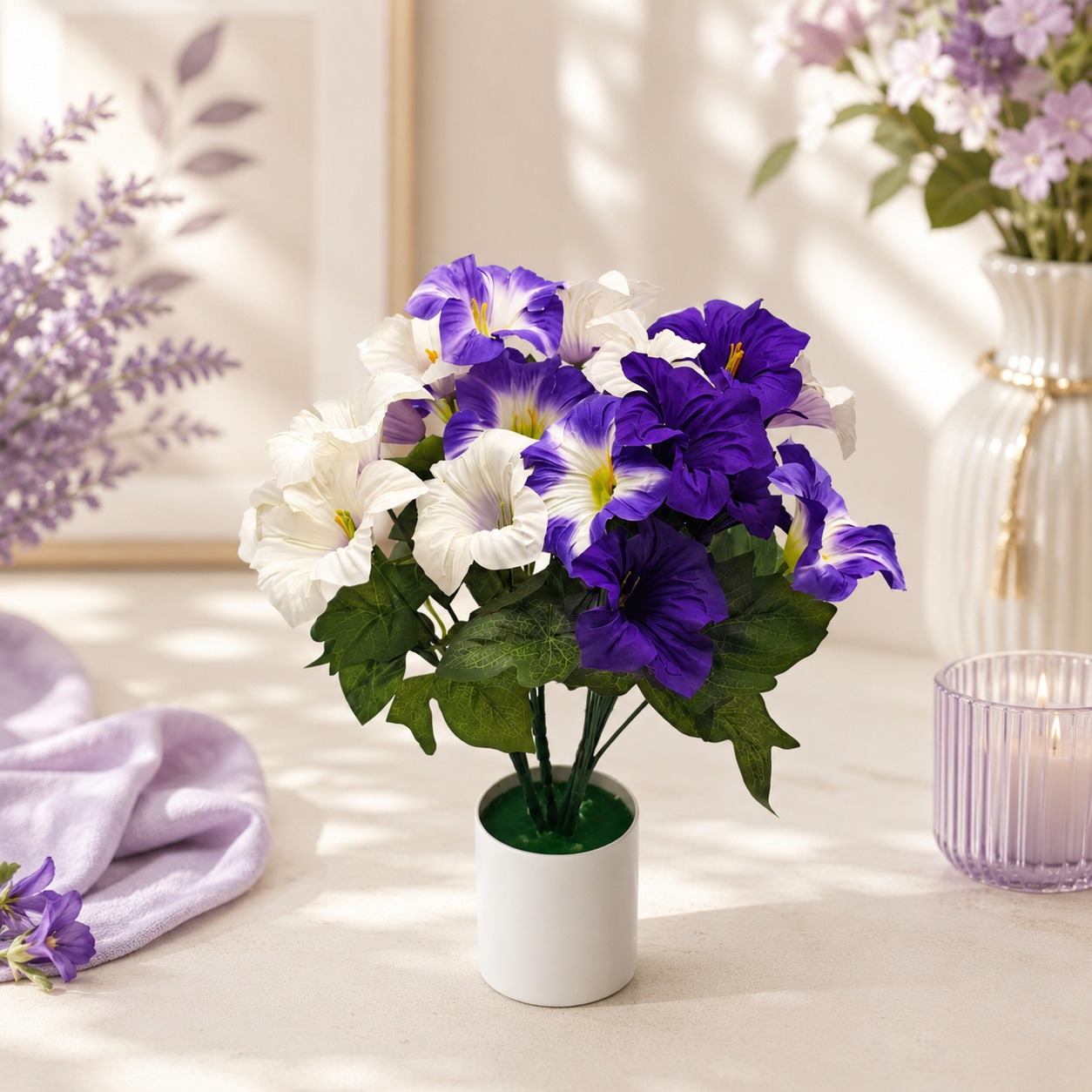 Amazon Cross-Border Artificial Morning Glory Flowers, Fake Flowers for Home, Outdoor, Garden, and Floral Arrangements