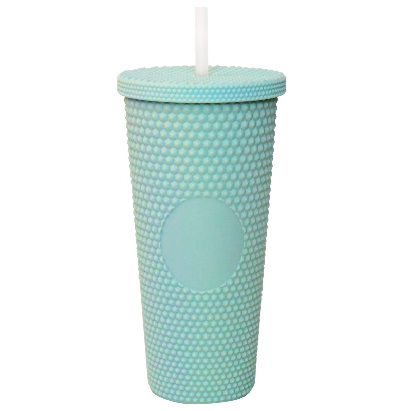 プラスチックカップ新型二重クリエイティブグラデーションマーメイドテールストローカップドリアンカップメッキカラースパンコールカップ|undefined