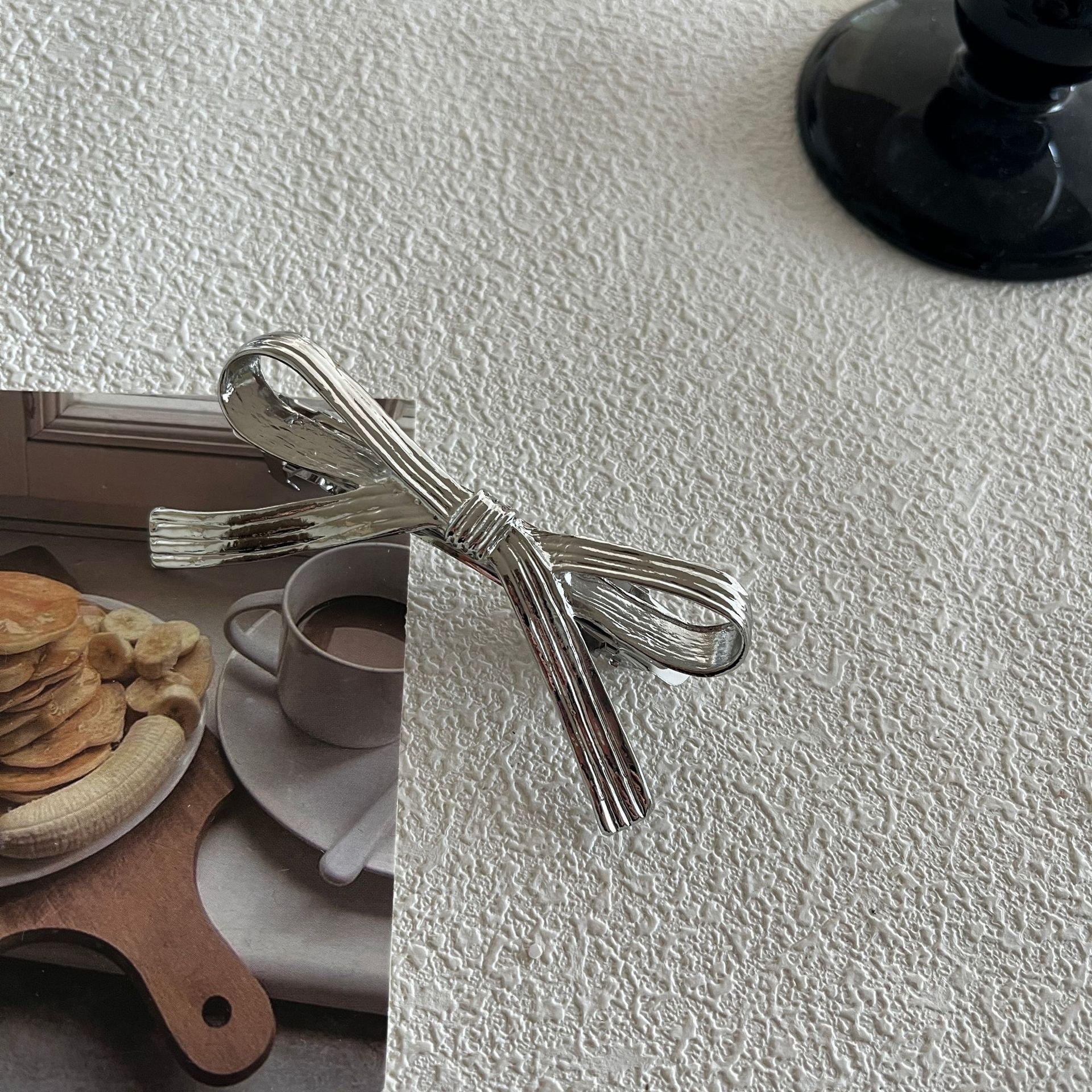 Brillo frío arco de metal simple estilo de cabello broche de mar adornamiento para el cabello coreano chica broche lateral broche broche