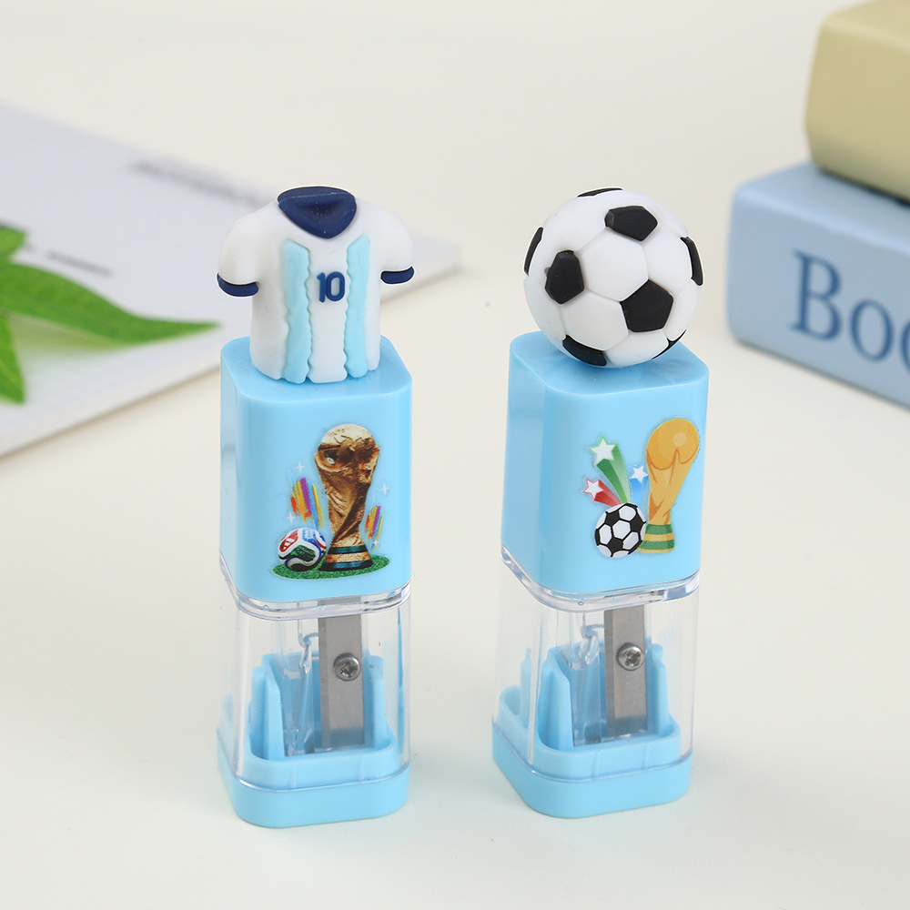 跨境新品运动风球衣奖杯转笔刀卡通图案足球铅笔刀便携式学生文具