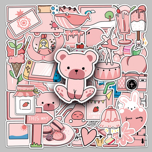 50 ins style original pink girly stickers cute graffiti suitcase notebook ledger sticker decoration