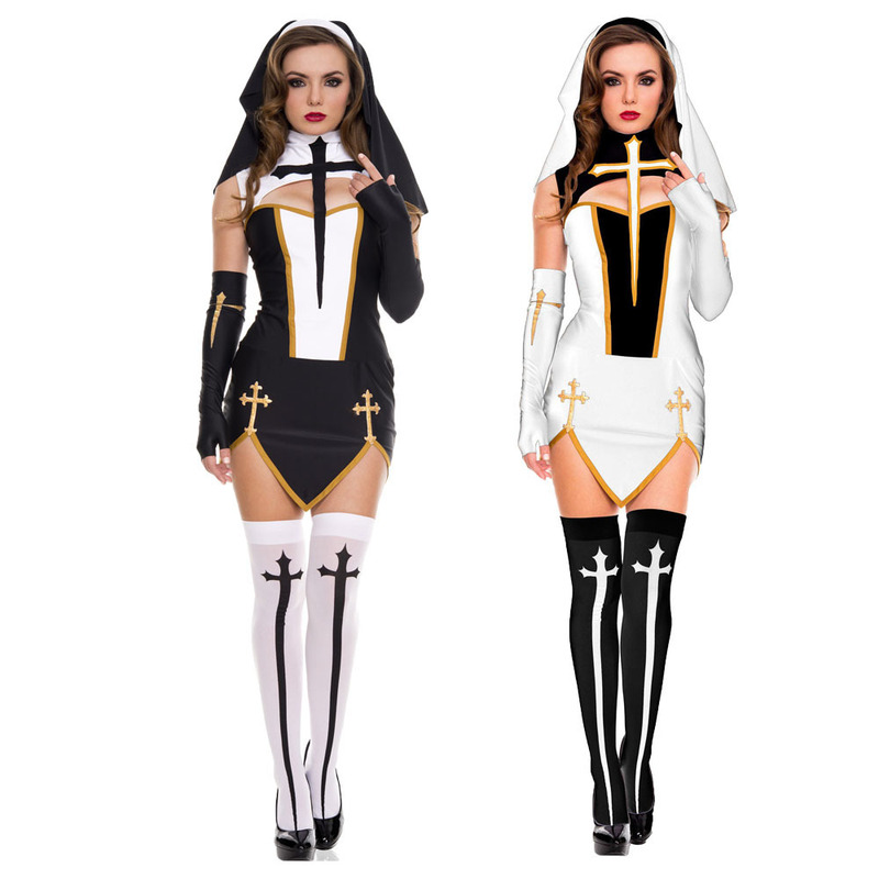 Halloween nun cos dress church Jesus missionary priest Mary sexy nun play dress