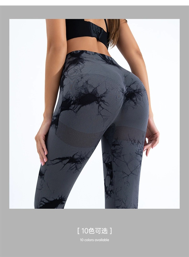 Fábrica directa de ganchos de cadera teñido impresión de yoga fitness pantalones cortos transpirables secos de melocotón