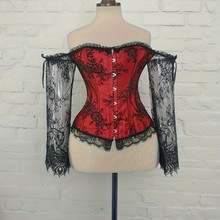 欧美货源长袖网纱蕾丝塑身衣 corset束腰带宫廷束身衣